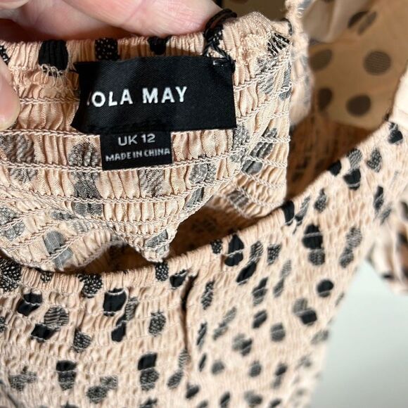 Lola May Petite shirred bust midi smock dress in polka dot NWT Size UK 12 - Picture 6 of 7